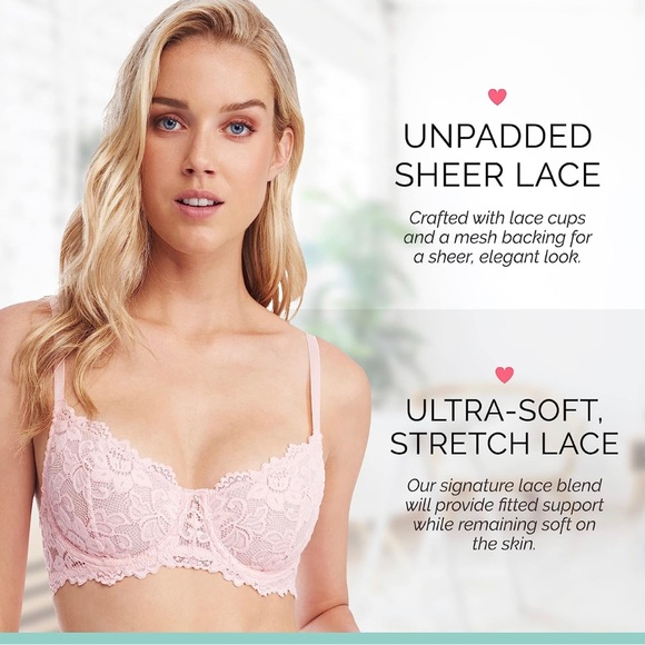 Set of 2 lace bralettes NWT pink white - Picture 6 of 8